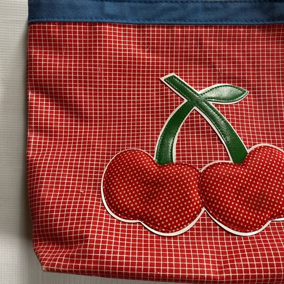 Vintage Red and Blue Cherry Tote Bag - Picture 3 of 4